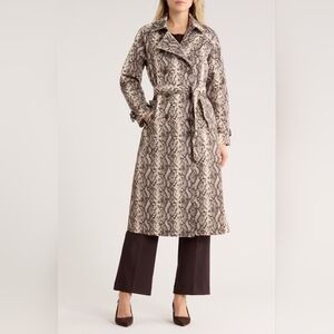 Rebecca Minkoff Animal Print Longline Trenxh Coat, Womans Size M